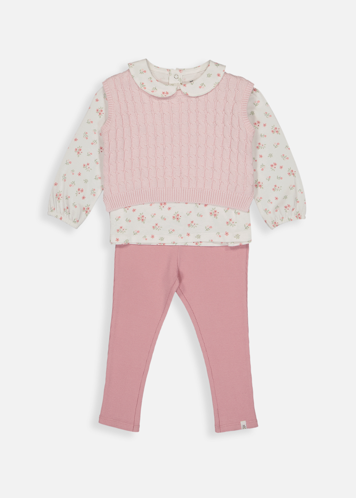 Floral Cotton Top & Leggings 3 Piece