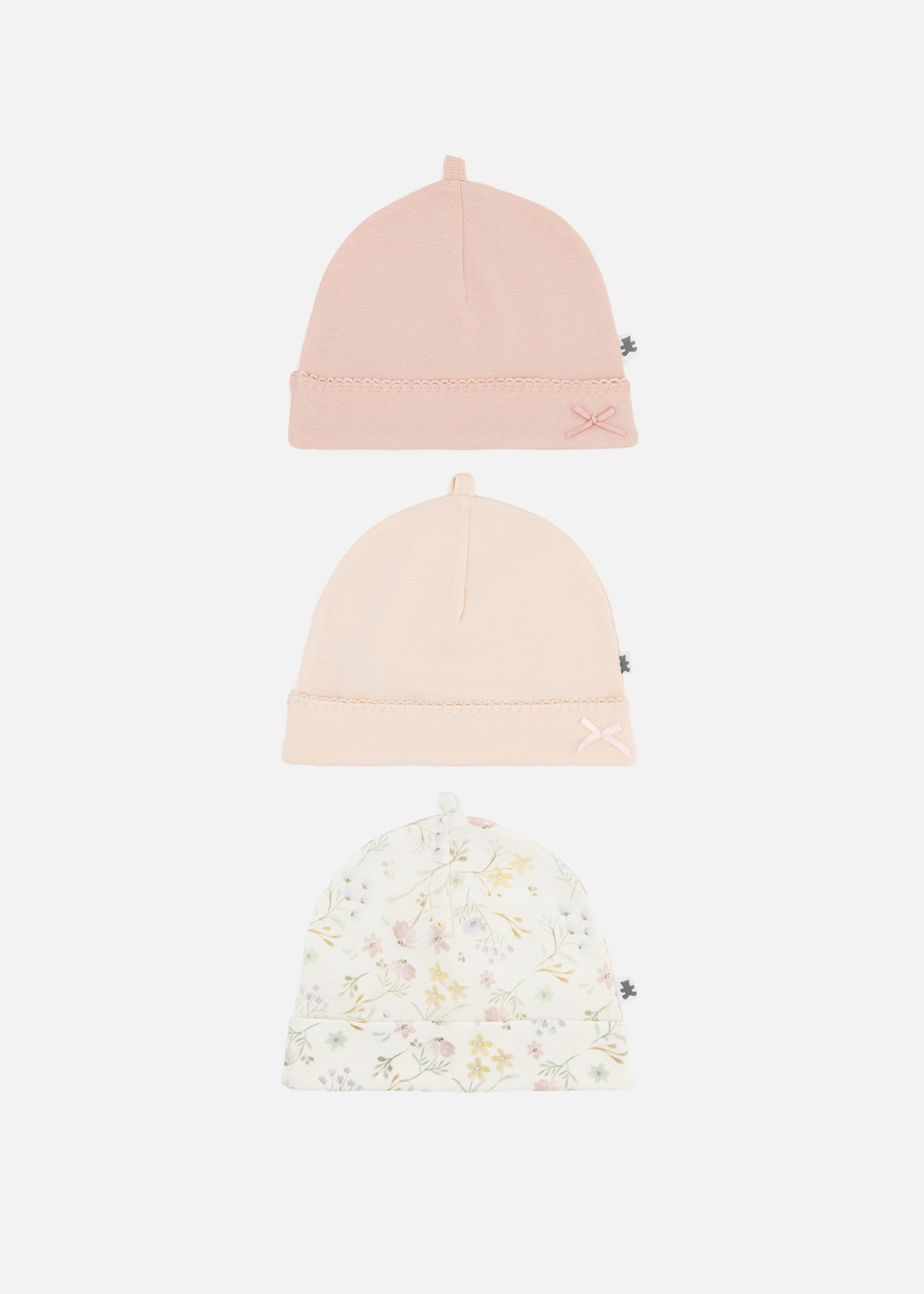 Floral Print Cotton Beanies 3 Pack