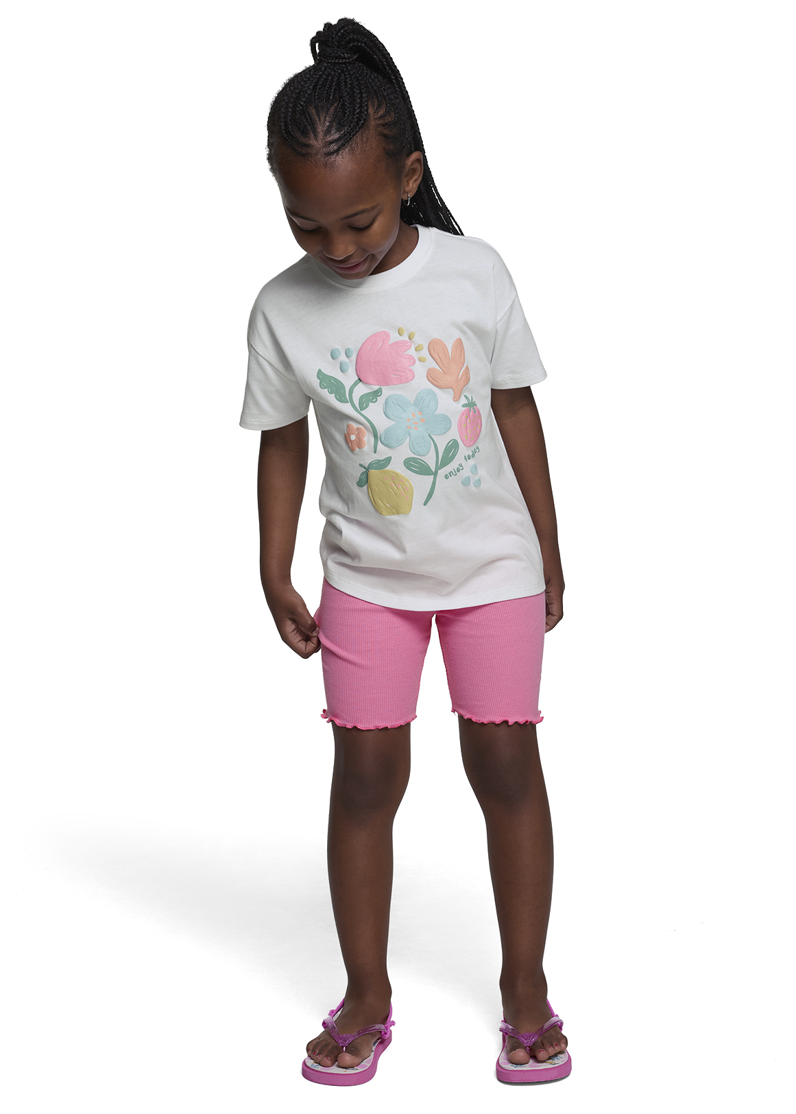 Flower T-shirt & Cycle Shorts Set
