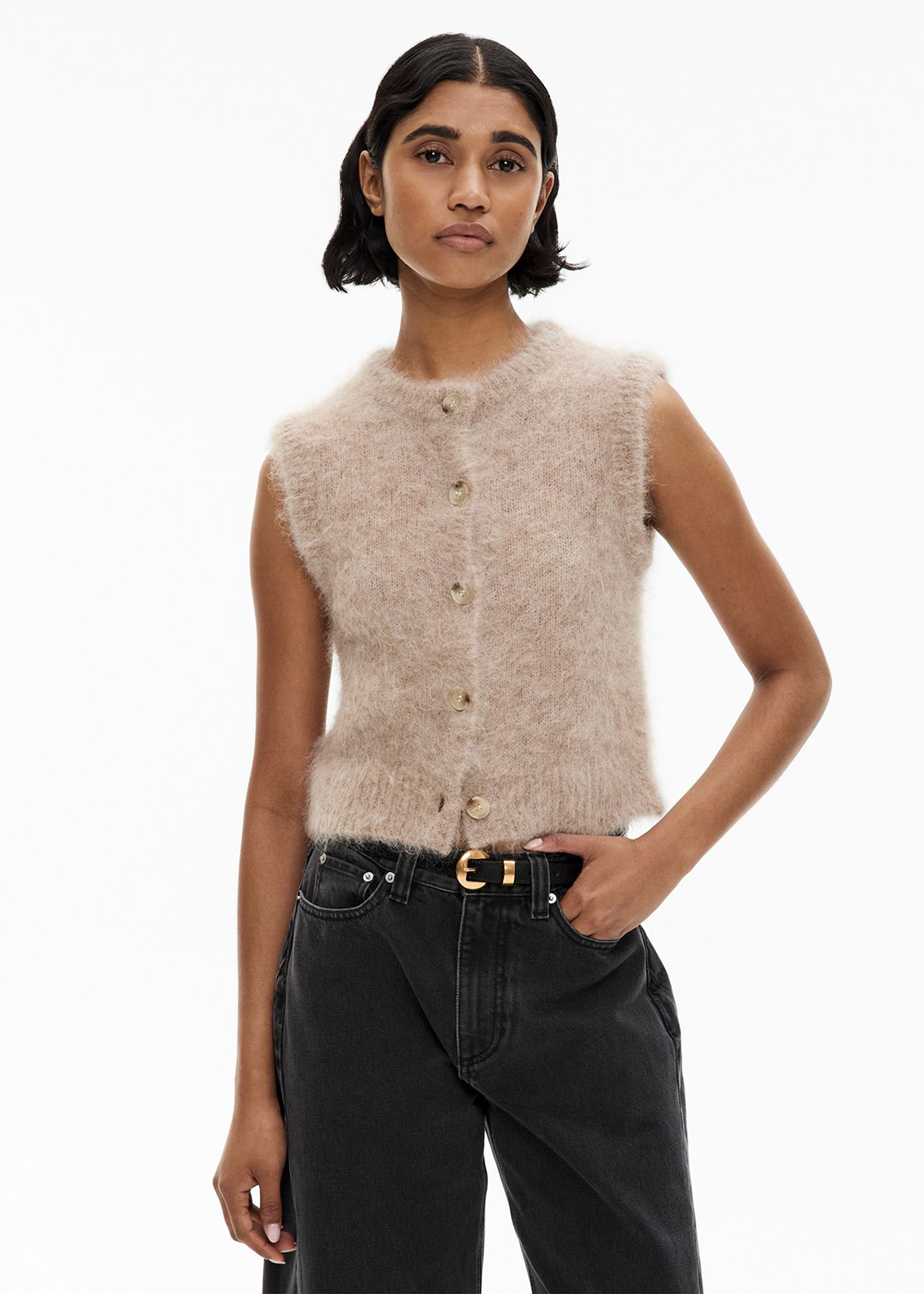 Fluffy Crew Knit Vest