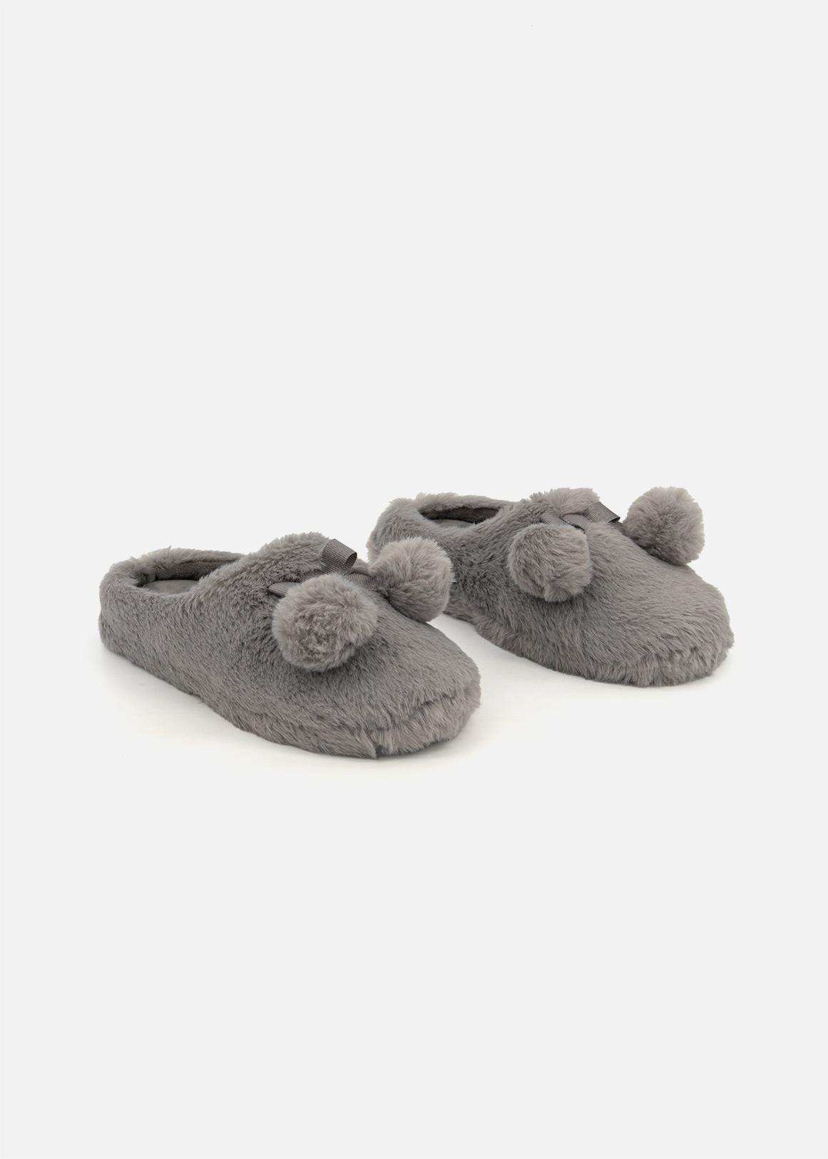 Fluffy Pompom Mule Slippers
