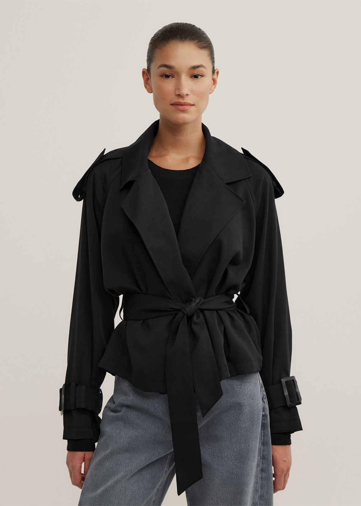 Fluid Cropped Trench Coat