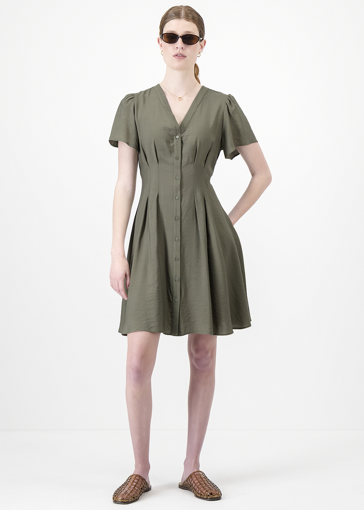 Flutter Sleeve Fit & Flare Dress