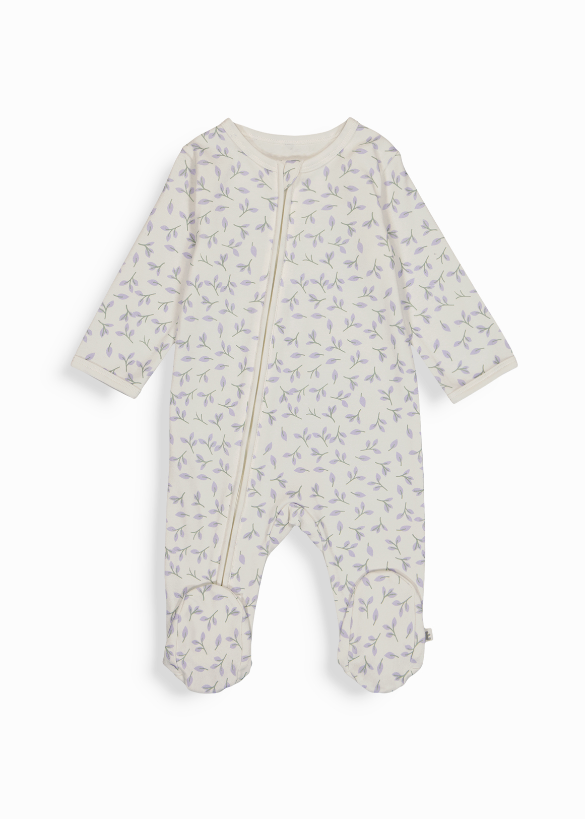 Foliage Print Organic Cotton Zip Sleepsuit