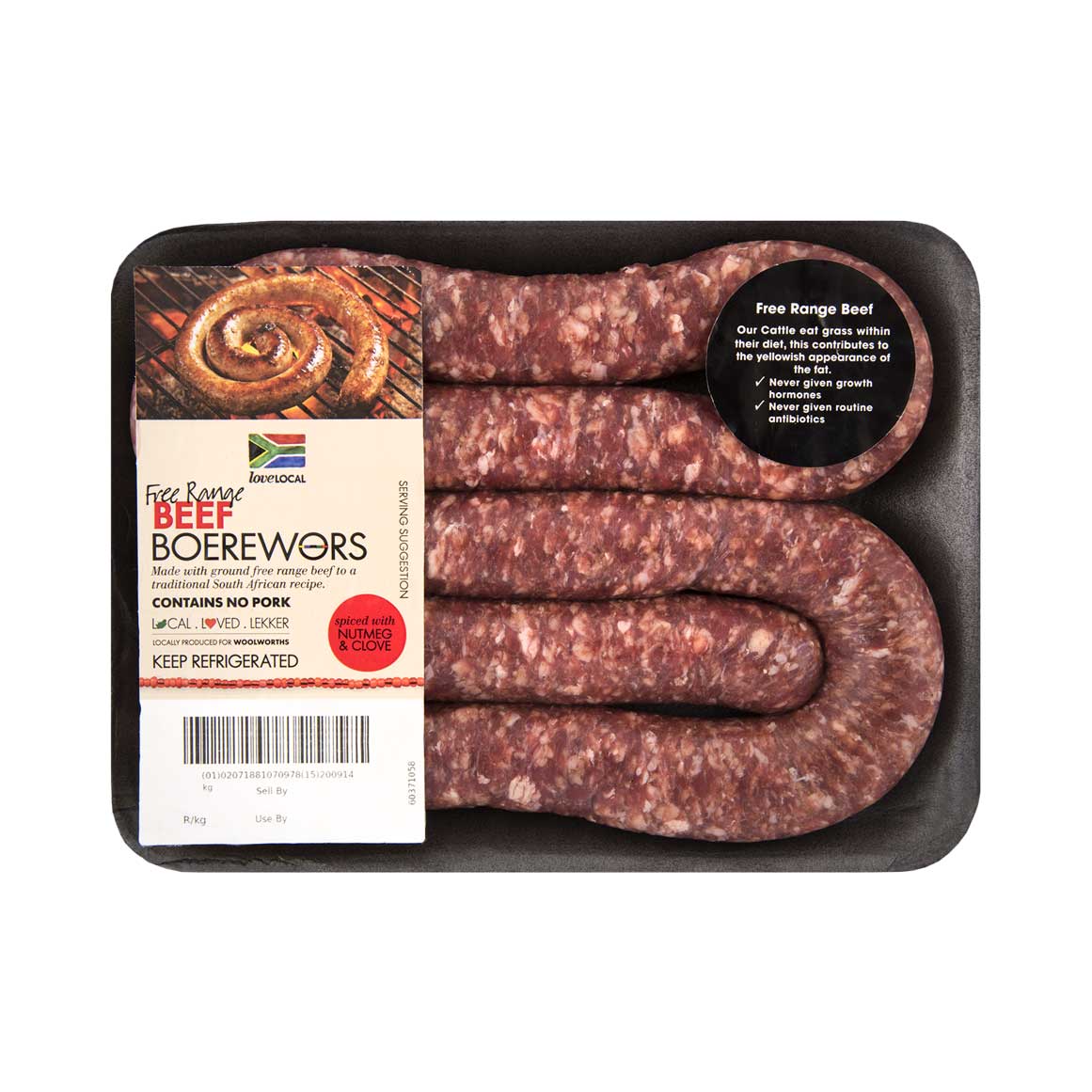 Free Range Beef Boerewors Avg 500 g