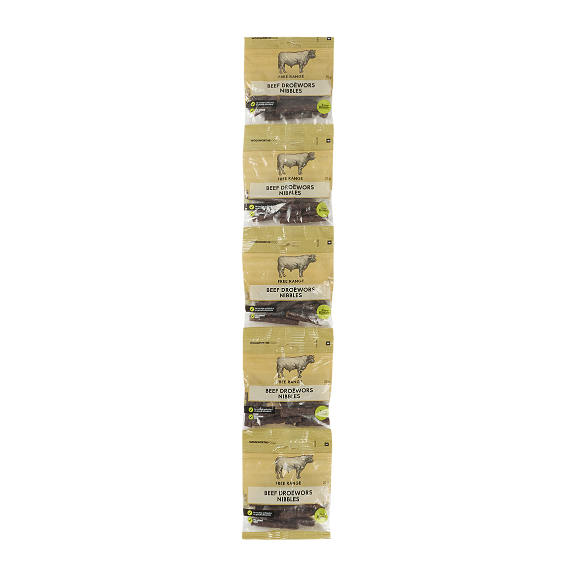 Free Range Beef Droëwors Nibbles 5 x 25 g