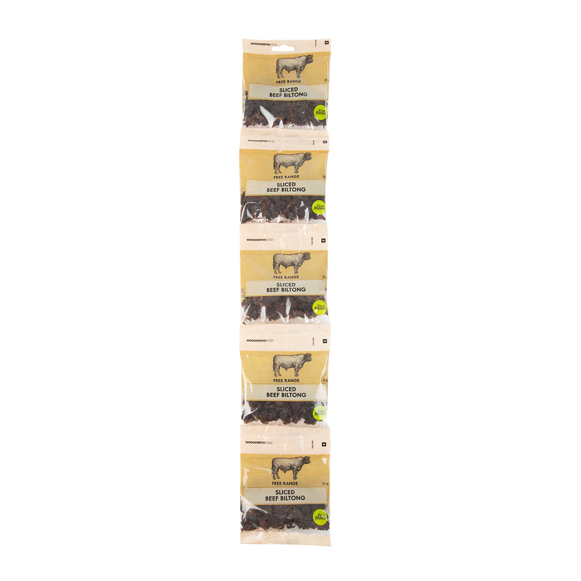 Free Range Sliced Beef Biltong 5 x 25 g