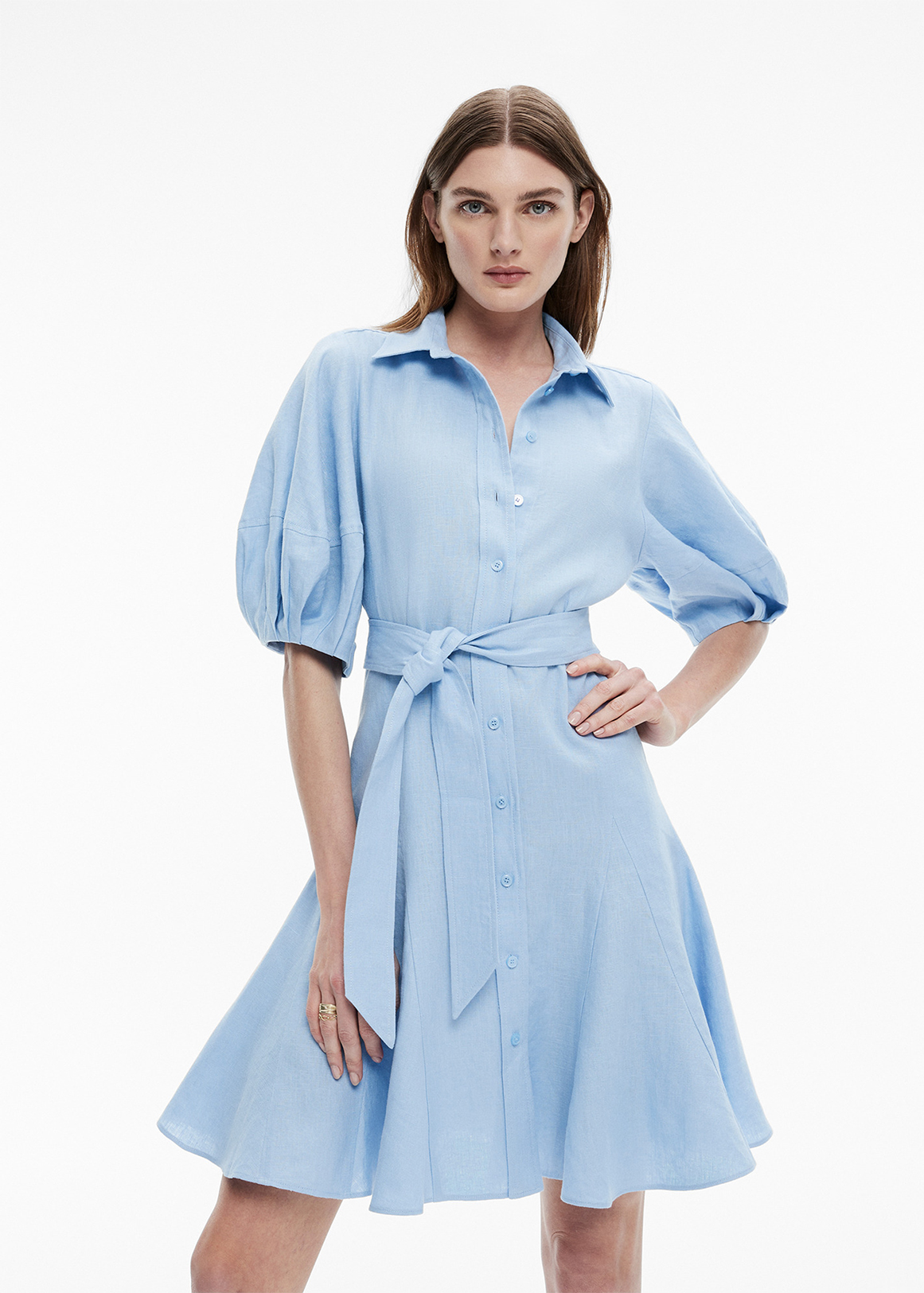 French Linen Godet Dress | Woolworths.co.za