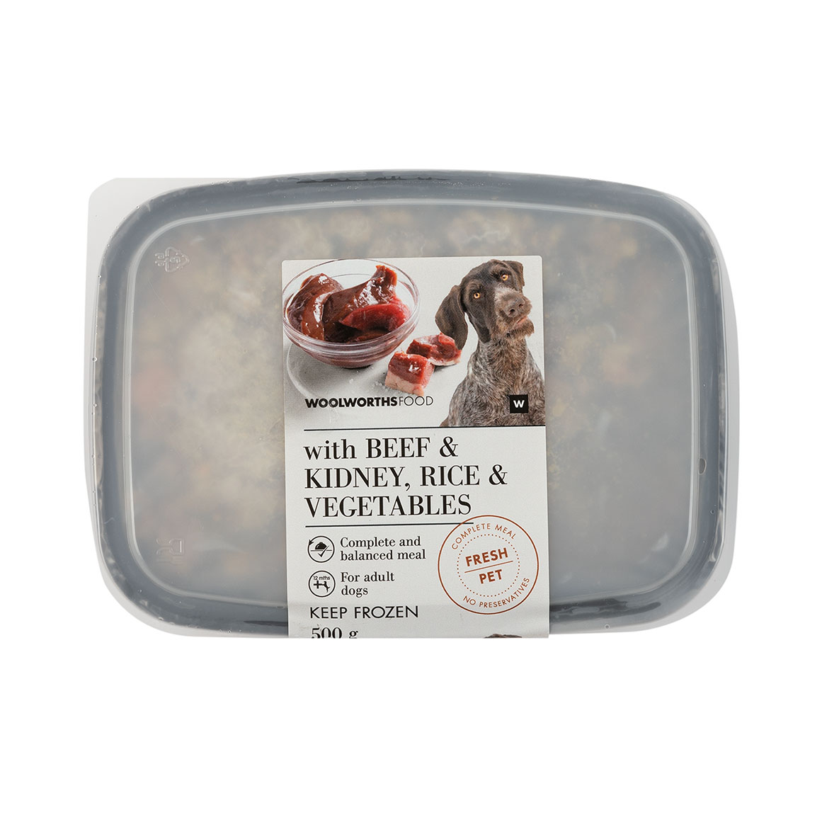 Fresh Pet Frozen Beef and Kidney, Rice and Vegetables for Adult Dogs 500 g