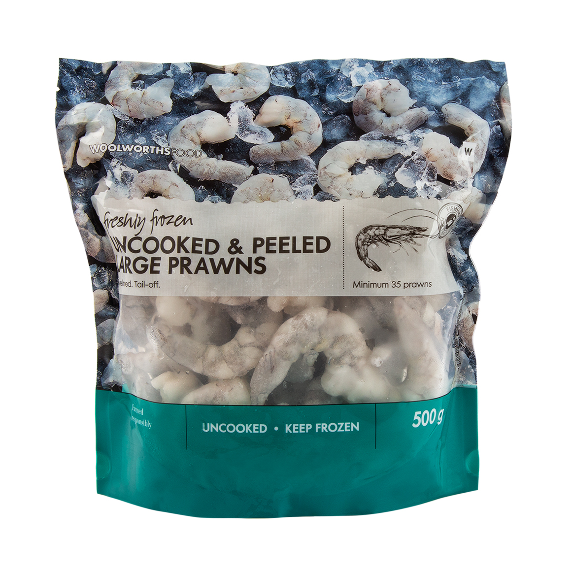 Freshly Frozen Uncooked & Peeled Large Prawns 500 g