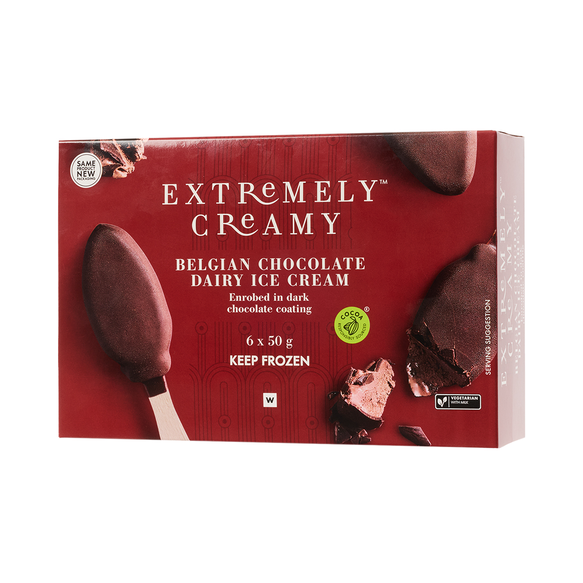 Frozen Extremely Creamy Mini Belgium Chocolate Dairy Ice Cream 6 x 50 g