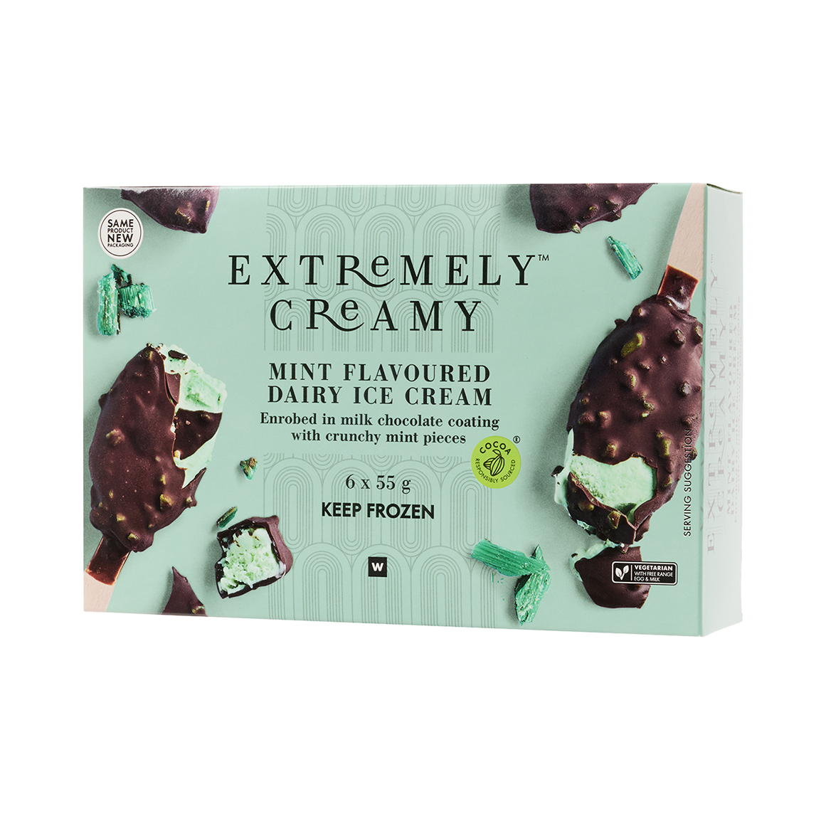Frozen Extremely Creamy Mini Mint Flavoured Dairy Ice Cream 6 x 55 g