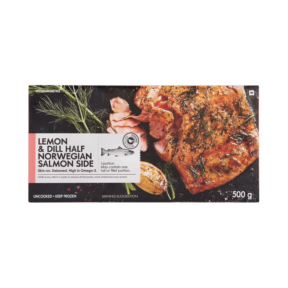 Frozen Lemon & Dill Half Norwegian Salmon Side 500 g
