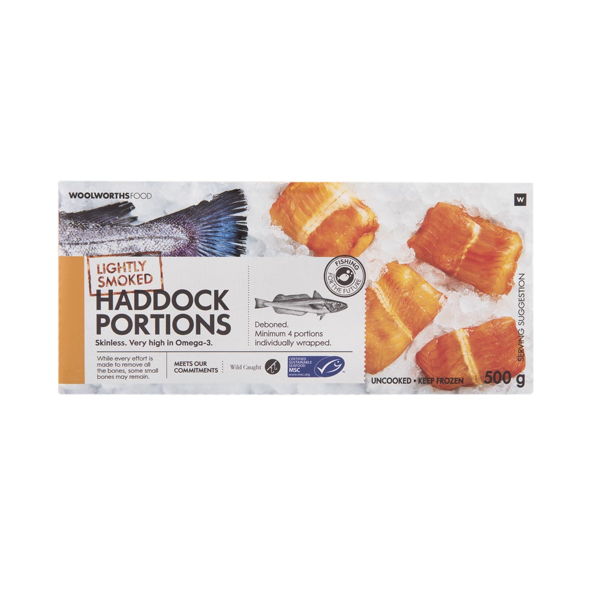 Frozen Lightly Smoked Haddock Portions 500 g