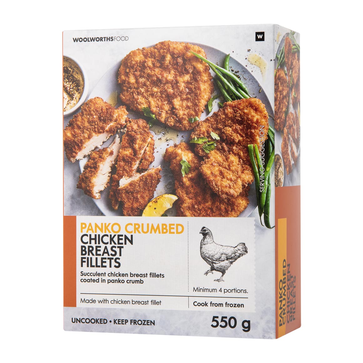 Frozen Panko Crumbed Chicken Breast Fillets 550 g