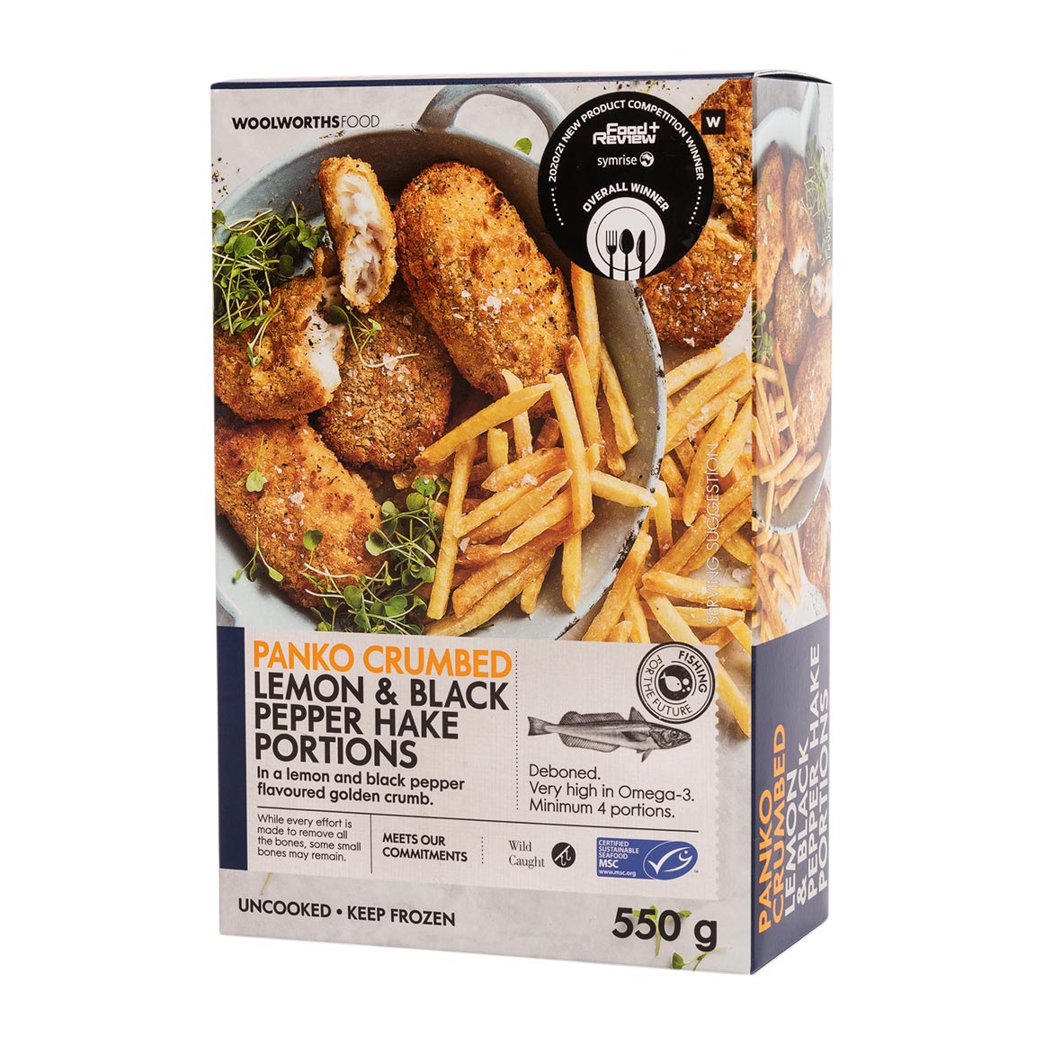 Frozen Panko Crumbed Lemon & Black Pepper Hake Portions 550 g