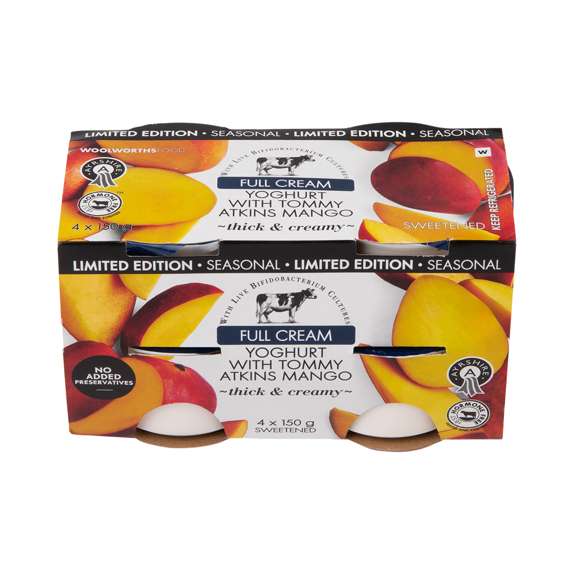 Full Cream Ayrshire Yoghurt with Tommy Atkins Mango 4 x 150 g