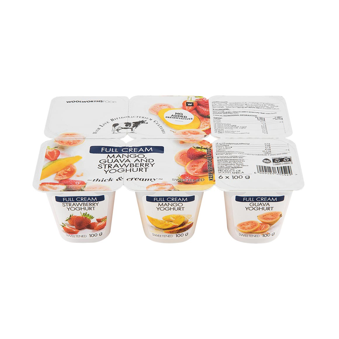Full Cream Mango, Guava & Strawberry Yoghurt 6 x 100 g