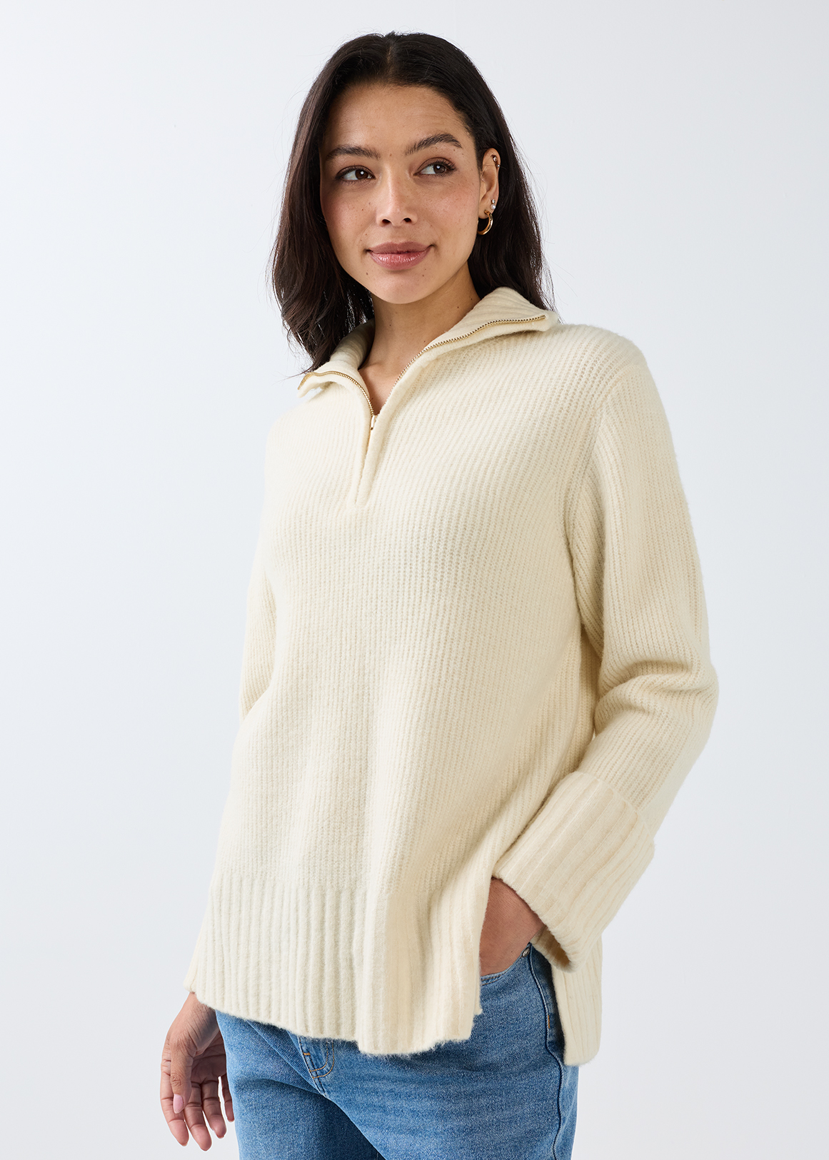 Funnel Neck Quarter Zip Jumper