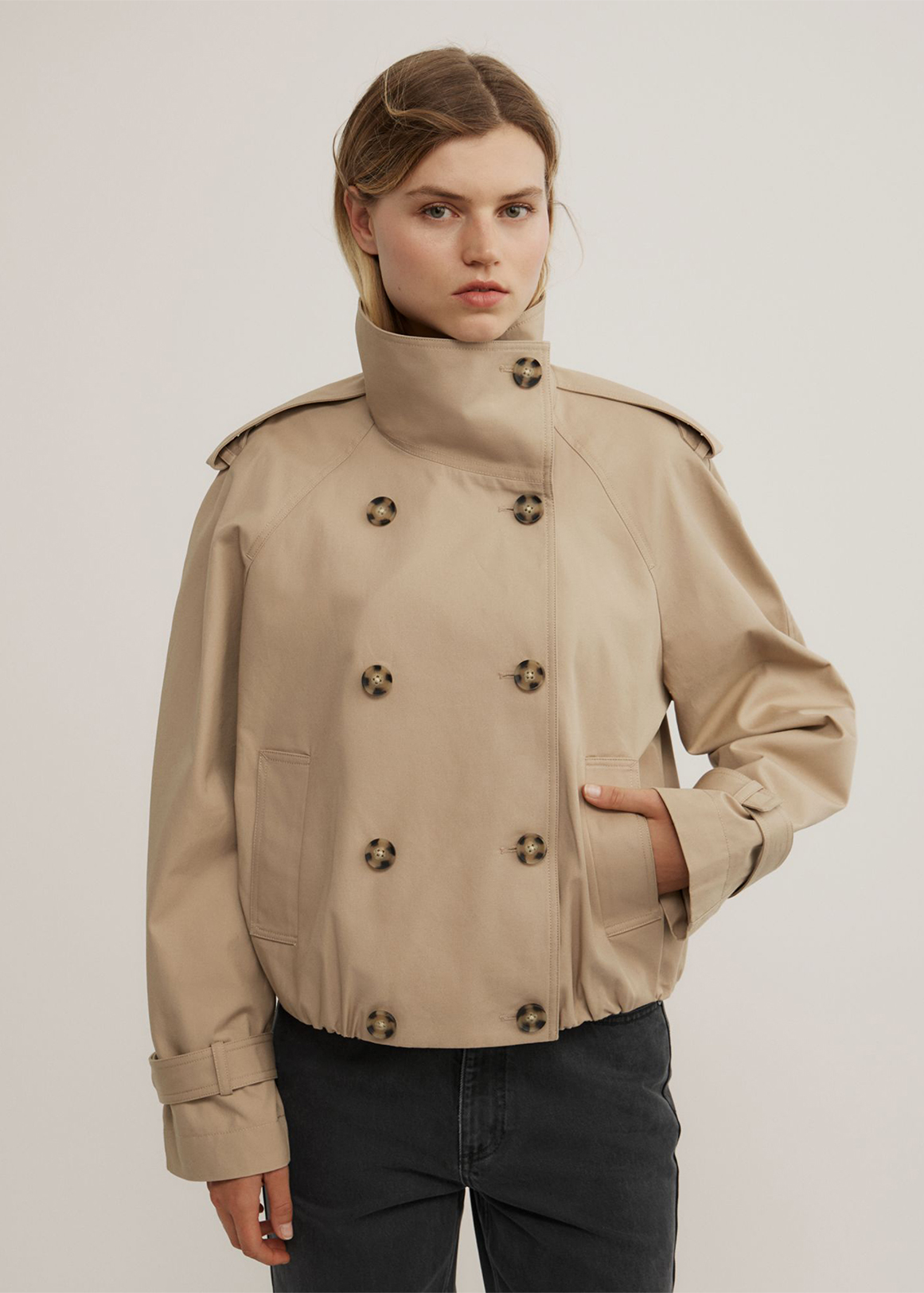 Funnel Neck Trench Coat