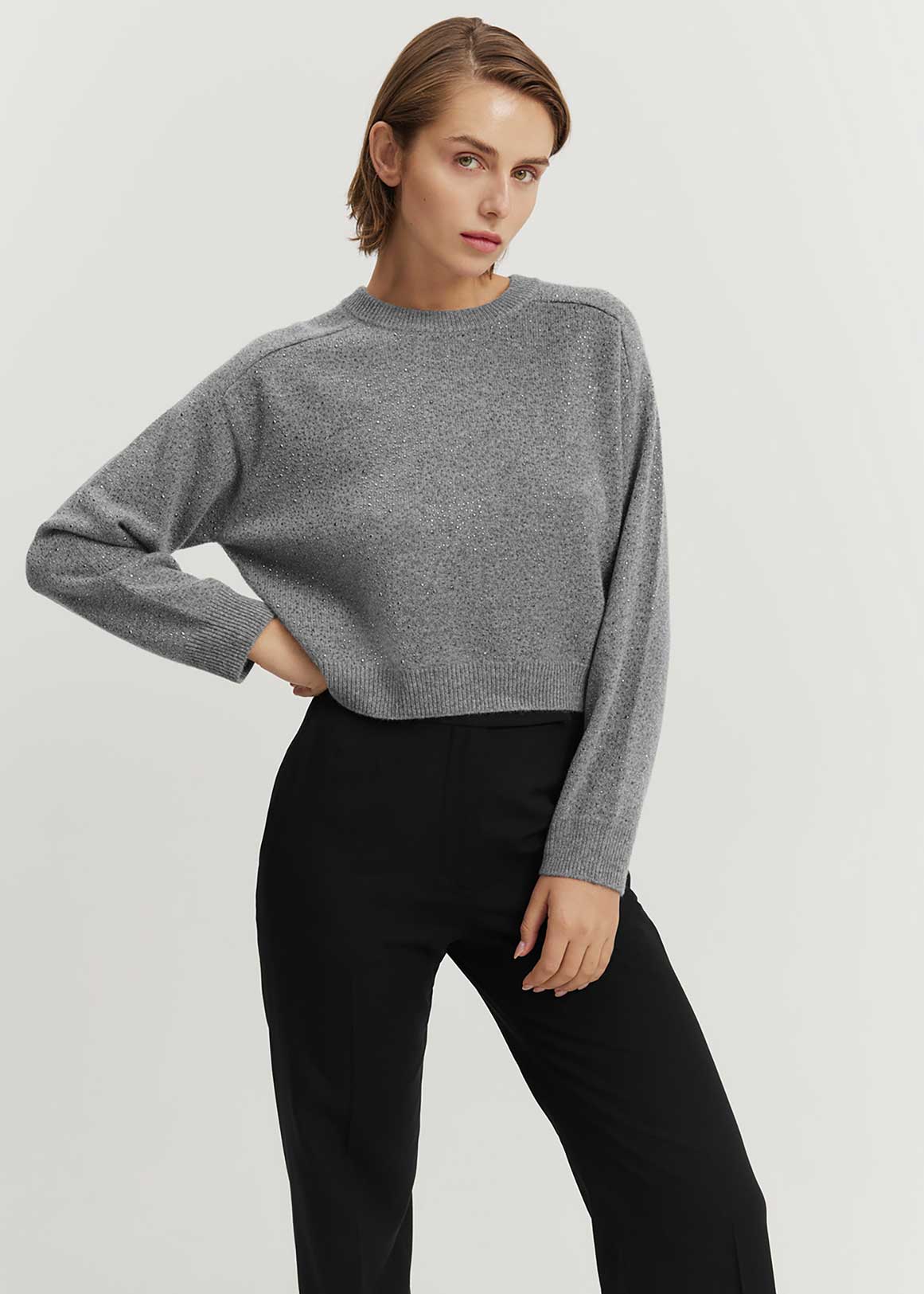 GCS-Certified Cashmere Blend Metallic Cropped Knit | Woolworths.co.za