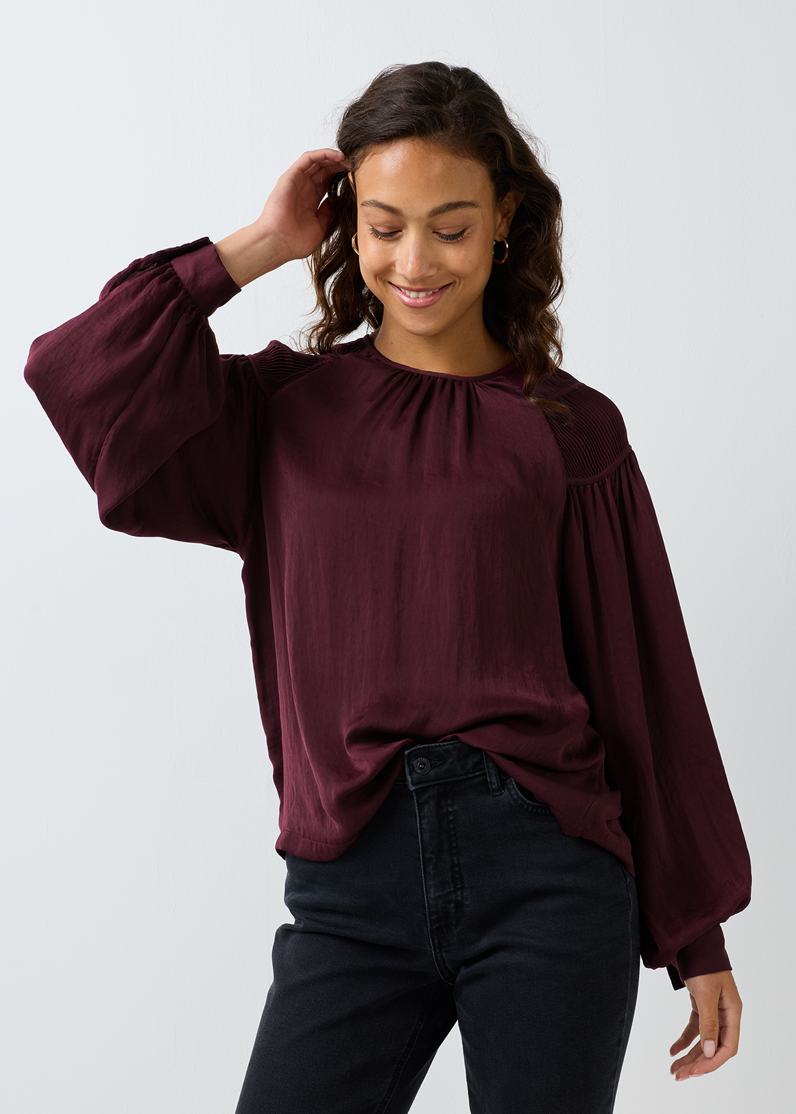 Gathered Satin Blouse