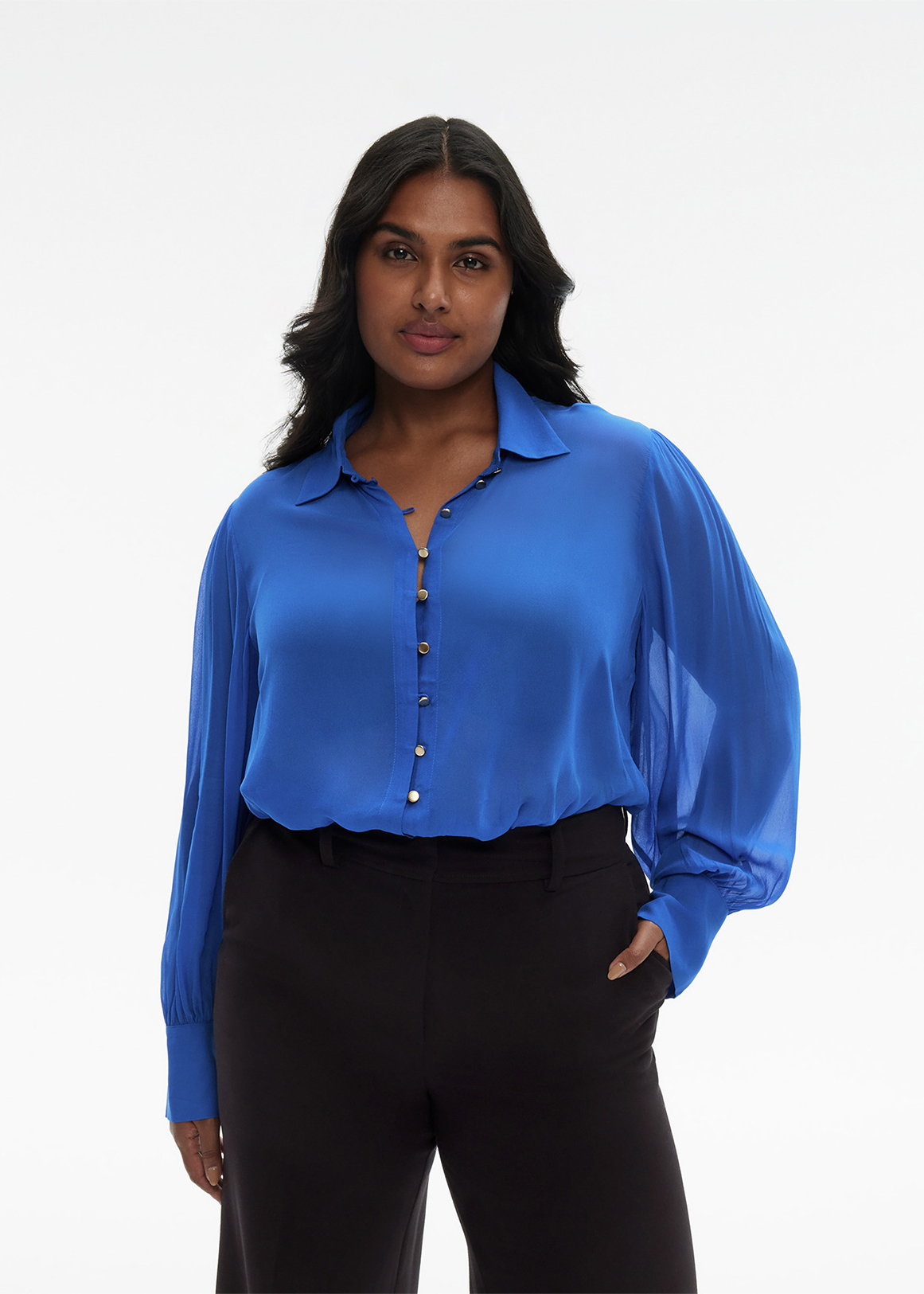 Georgette Button Detail Blouse | Woolworths.co.za