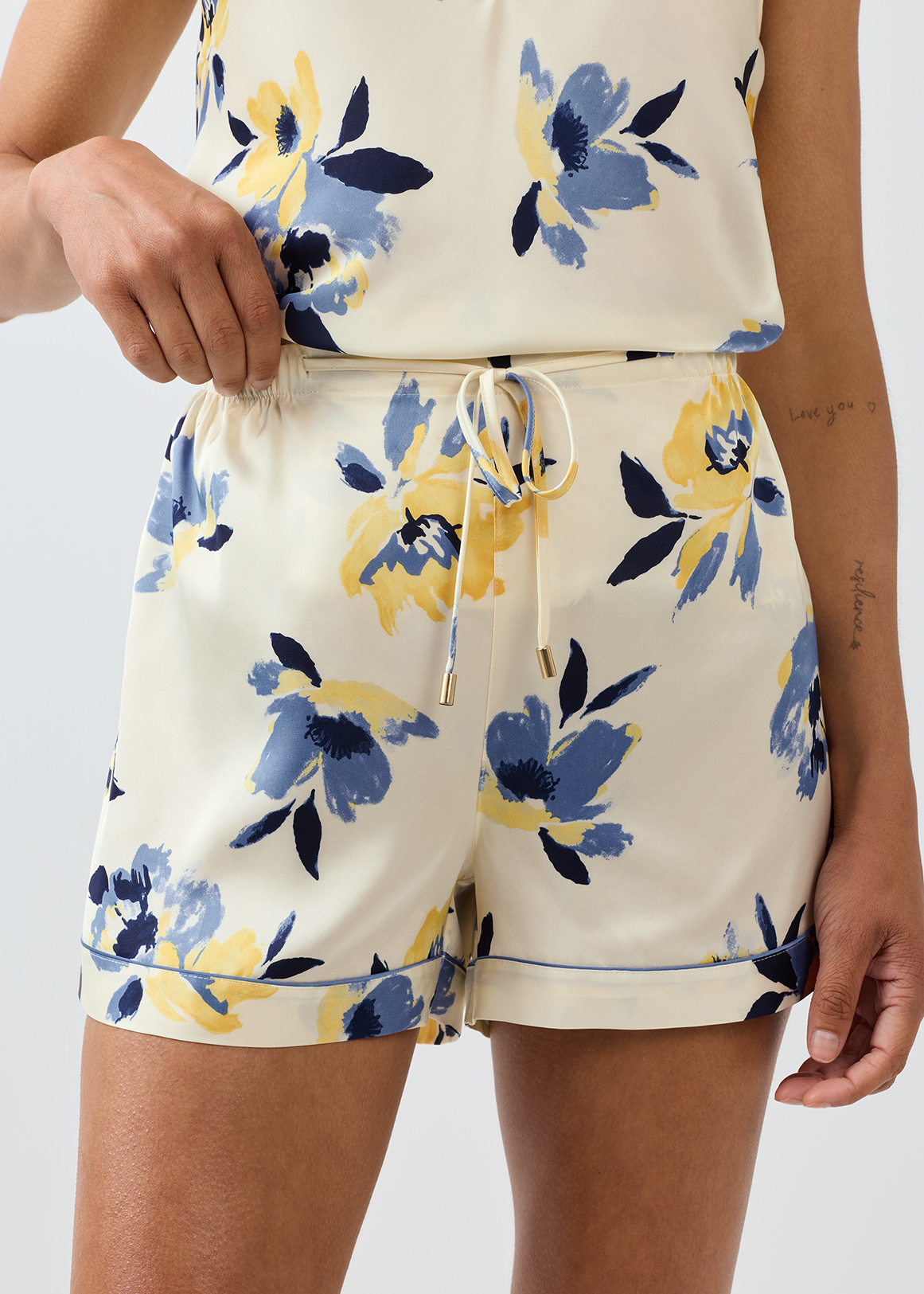 Glam Print Satin Sleep Shorts