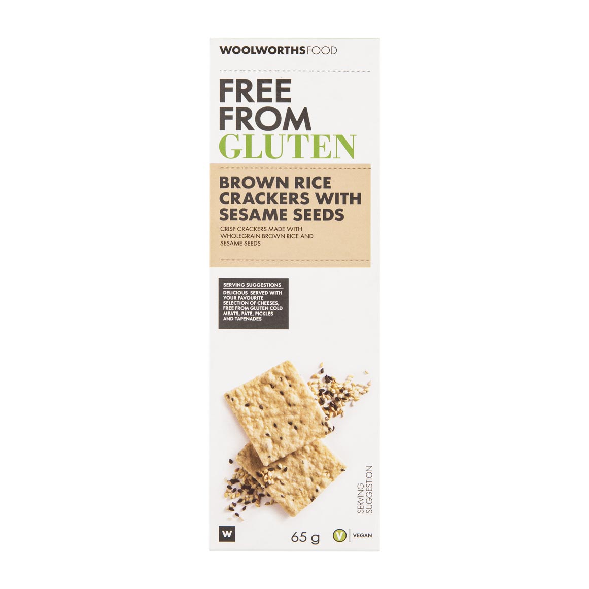 Gluten Free Brown Rice Crackers with Sesame Seeds 65 g