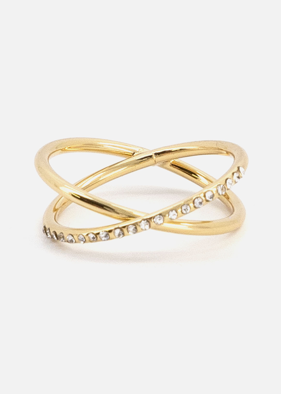 Gold Plated Diamante Interlink Ring | Woolworths.co.za