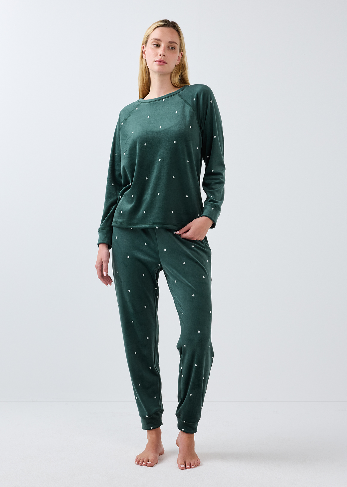 Green Spot Plush Fleece Pyjamas