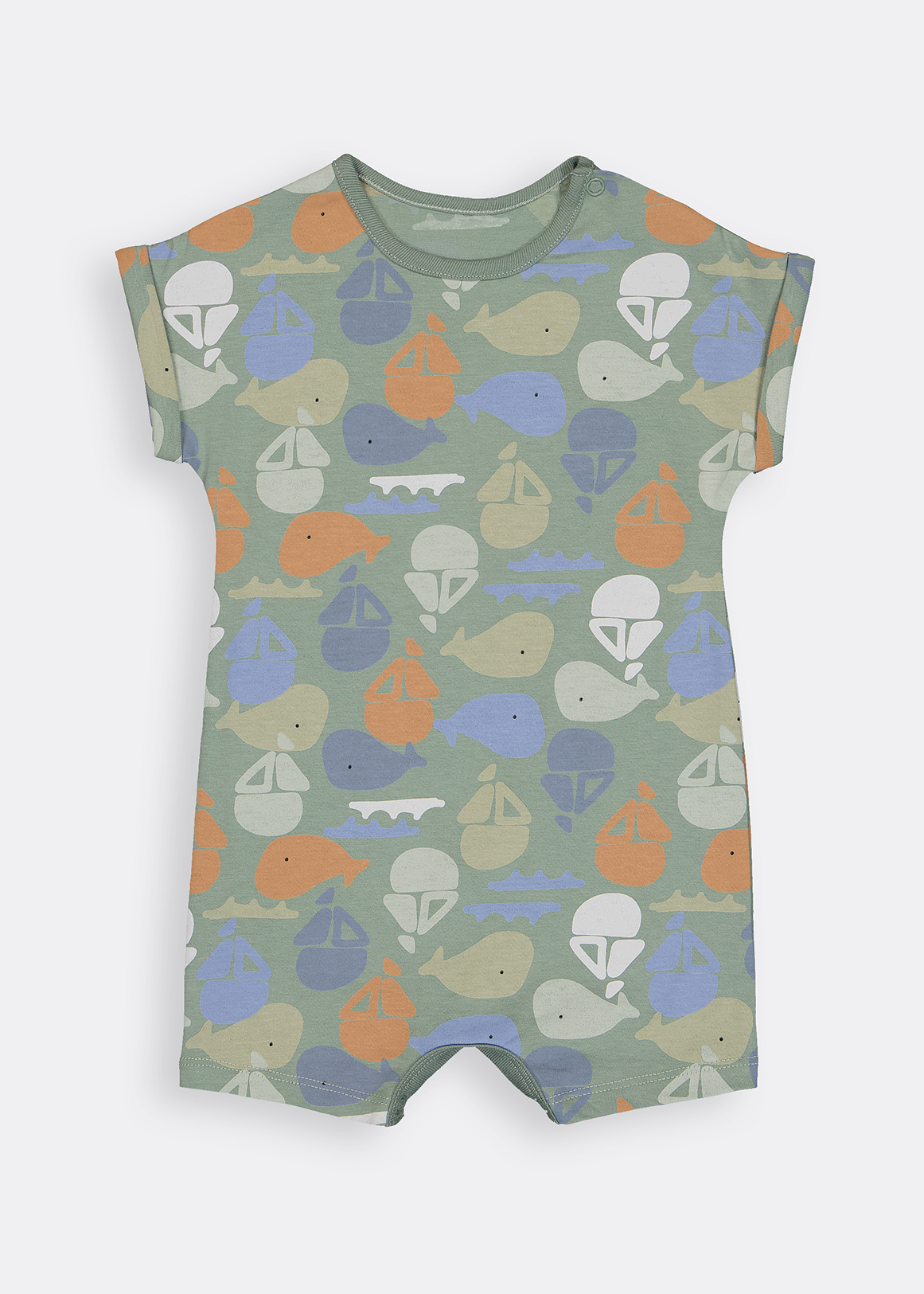 Green Under the Sea Cotton Romper