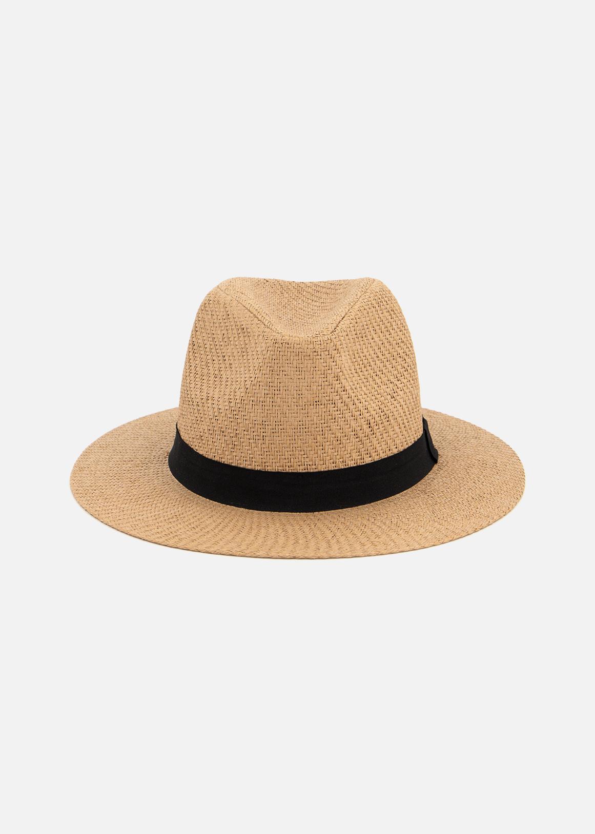 Grosgrain Ribbon Straw Panama Hat - Main Image