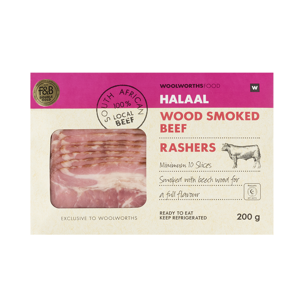 Halaal Wood Smoked Beef Rashers 200 g