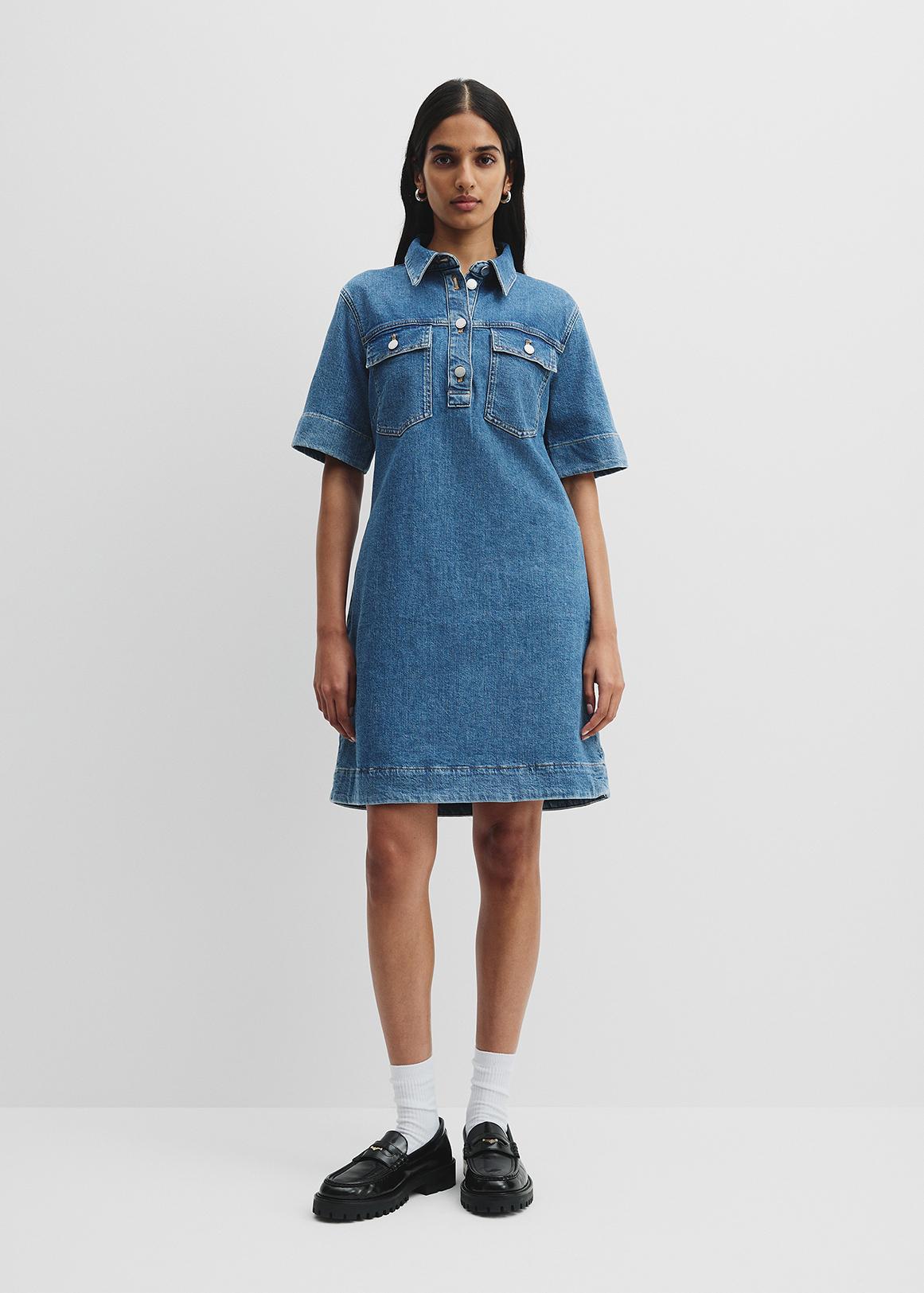 woolworths denim dress Half Placket Denim Dress