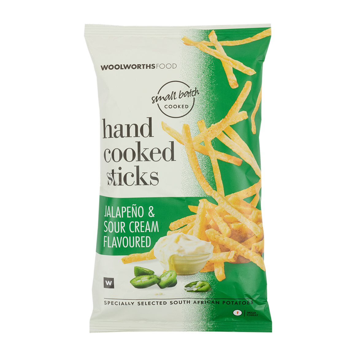 Hand Cooked Jalapeño and Sour Cream Flavoured Potato Sticks 125 g