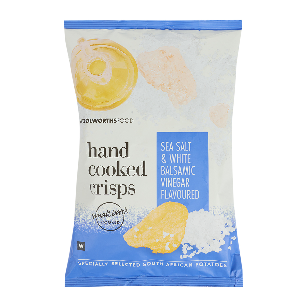 Hand Cooked Salt and White Balsamic Vinegar Flavoured Potato Crisps 125 g