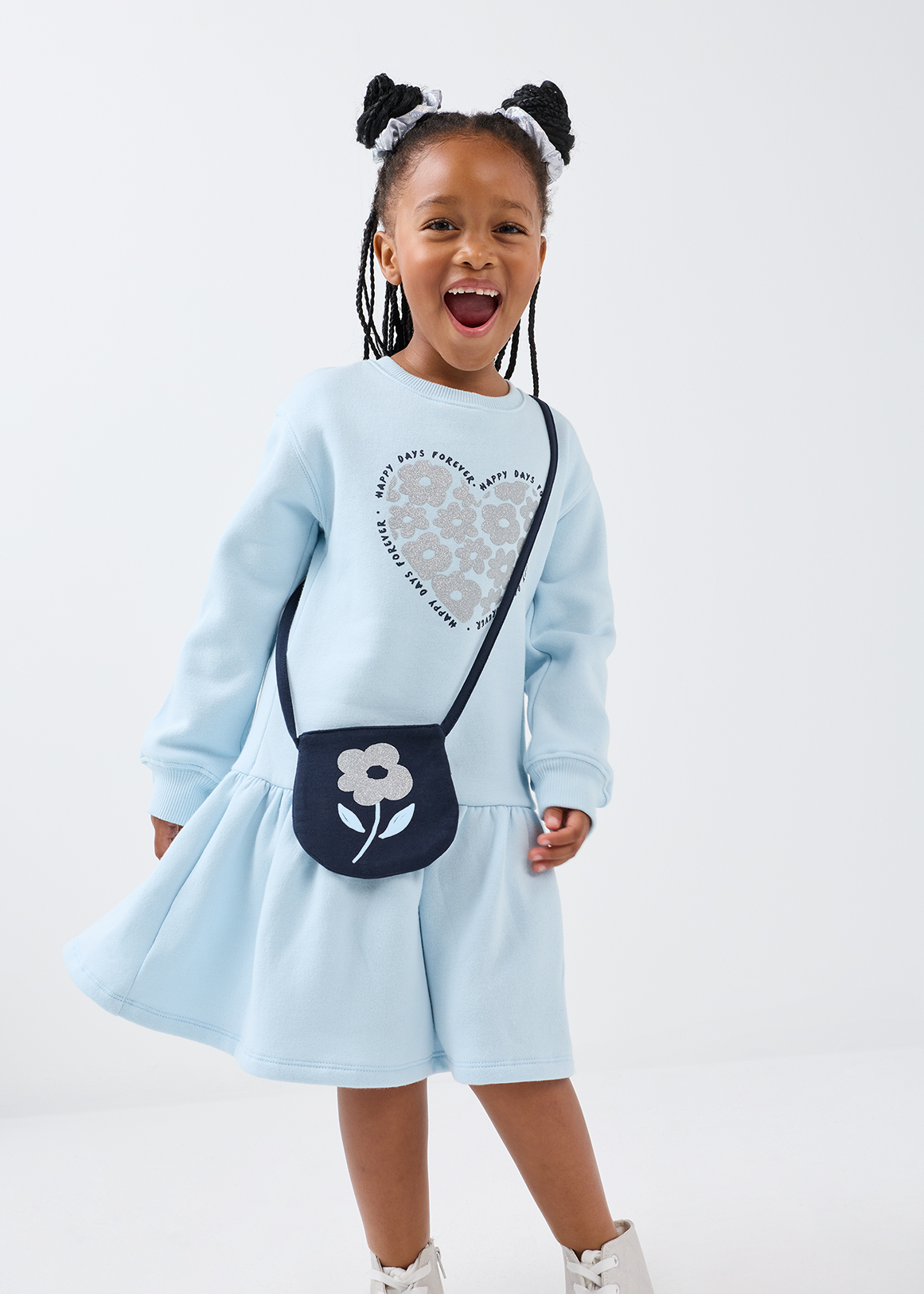 Heart Fleece Drop Waist Dress