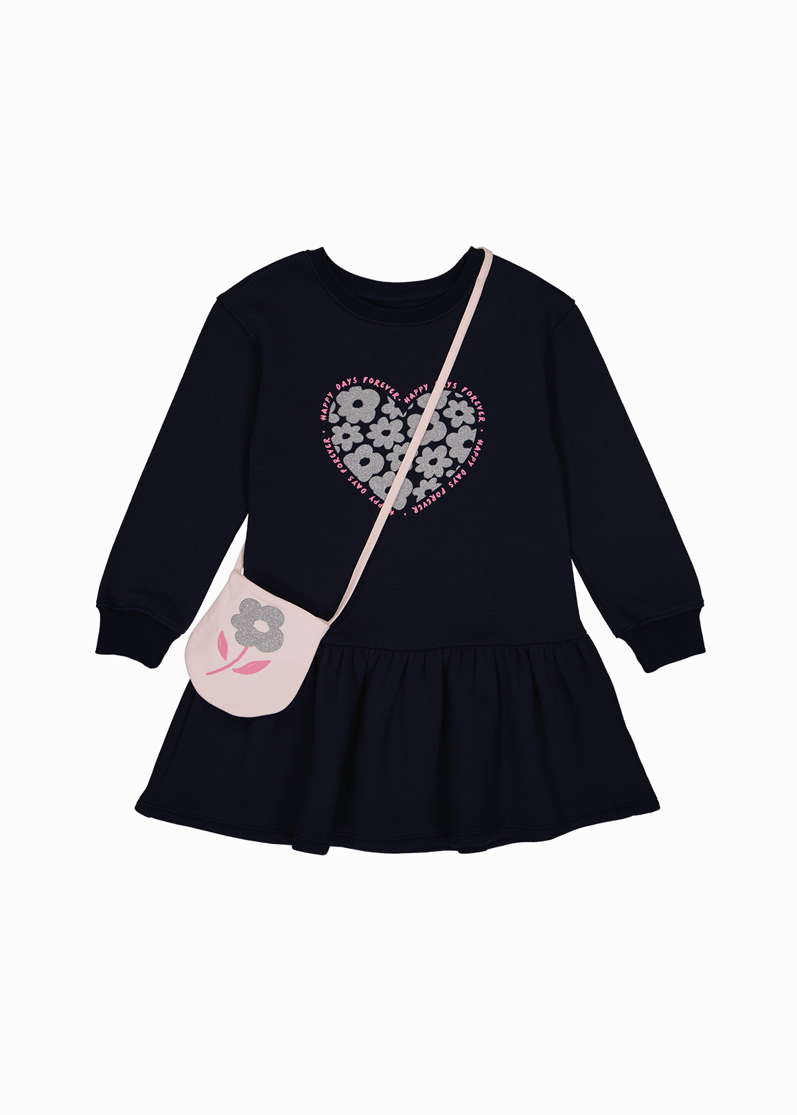 Heart Fleece Drop Waist Dress