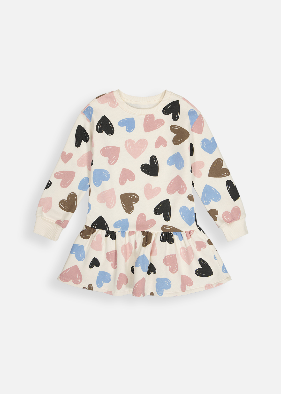 Heart Print Dropped Waist Dress
