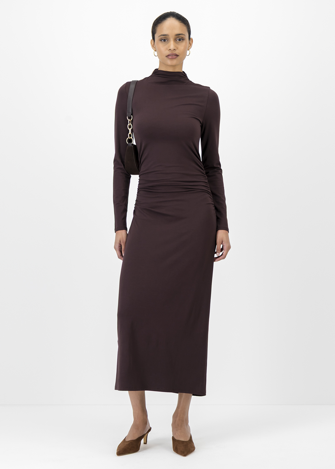 High Neck Modal Blend Midi Column Dress