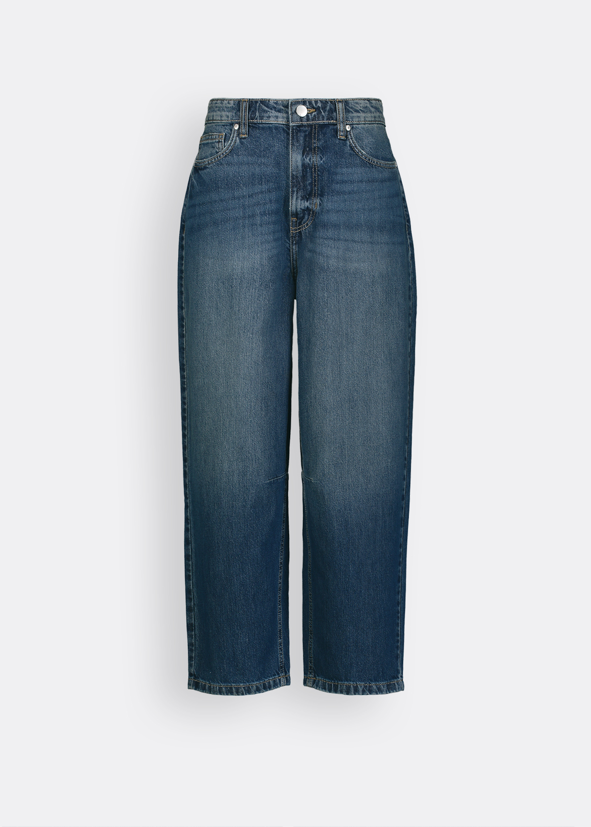 High Rise Cropped Barrel Leg Jeans