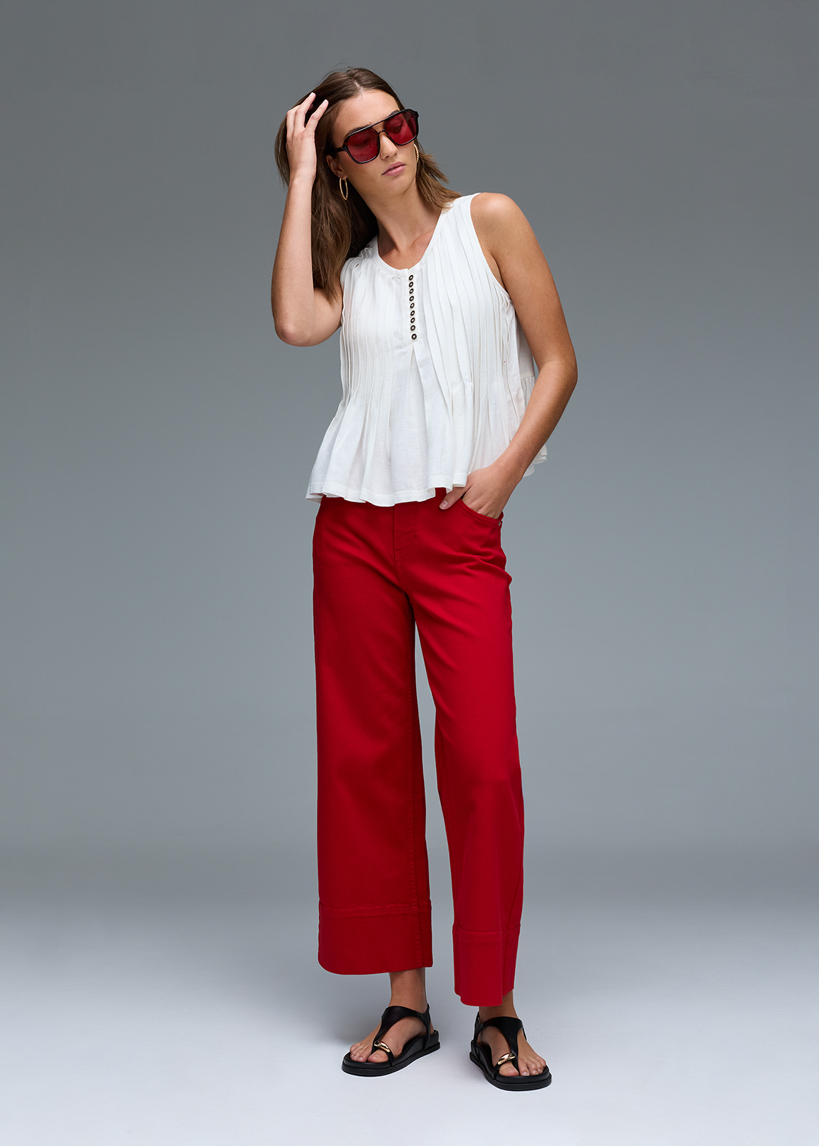 High Rise Cropped Wide Leg Jeans