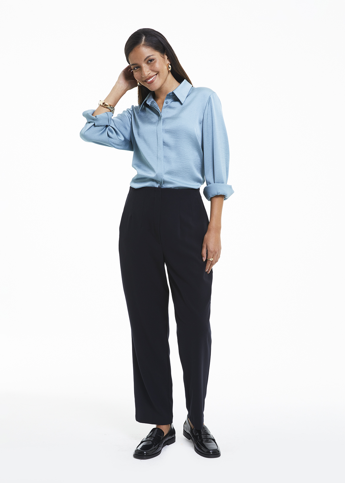 High Rise Curvy Slim Leg Pants