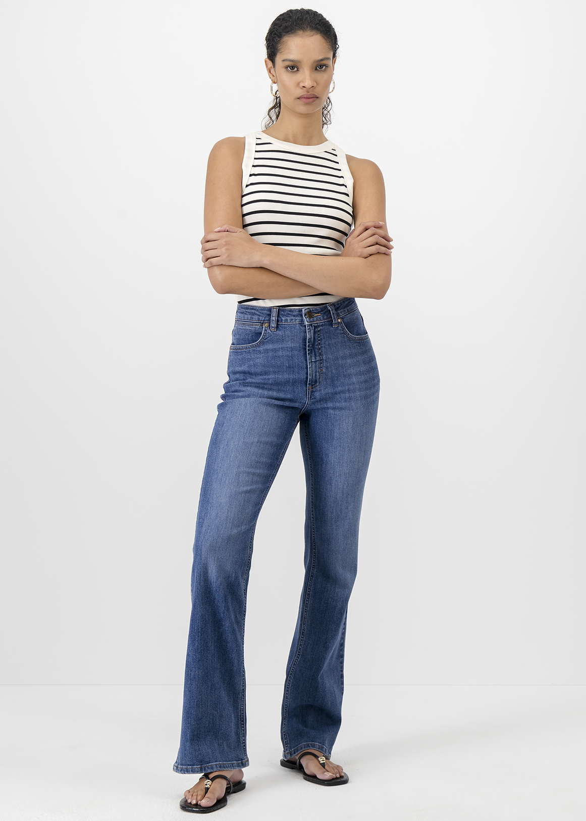 High Rise Flare Leg Denim Jeans