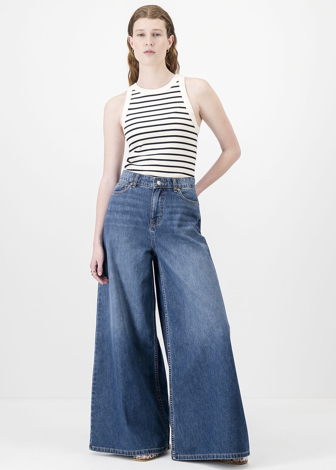 High Rise Palazzo Wide Leg Jeans