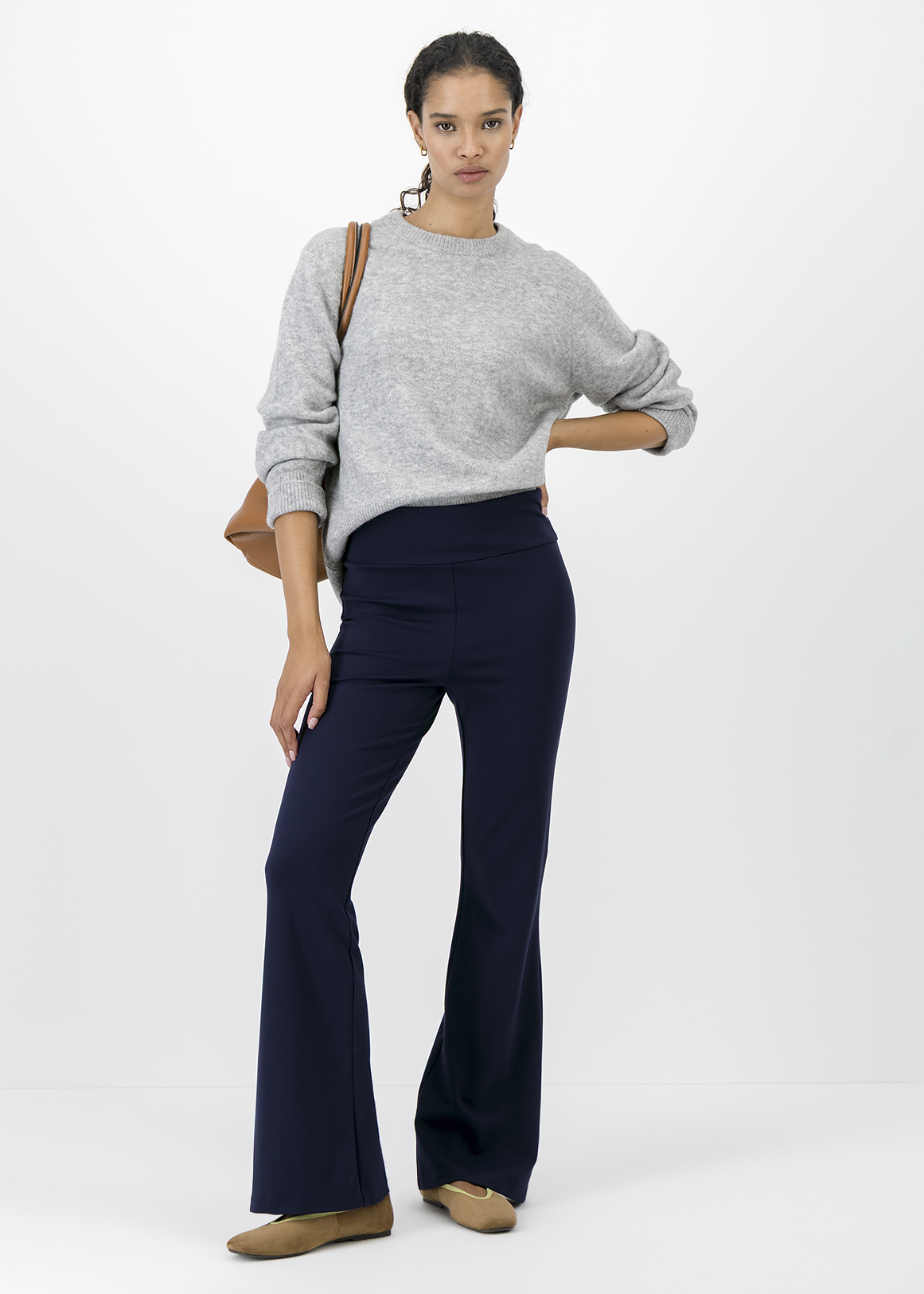 High Rise Ponte Flare Leg Pants