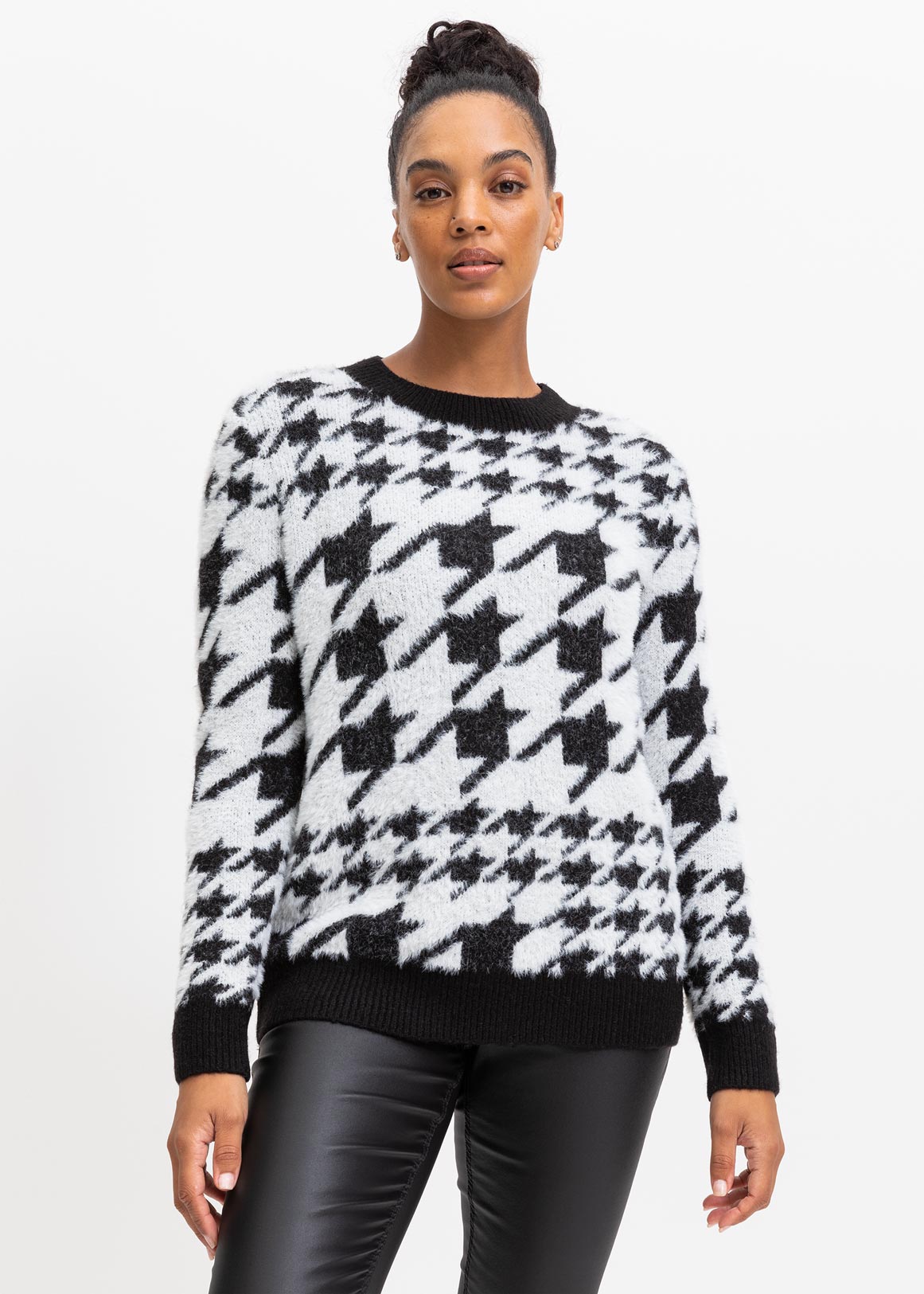 Houndstooth Fluffly Knit Jumper | Woolworths.co.za