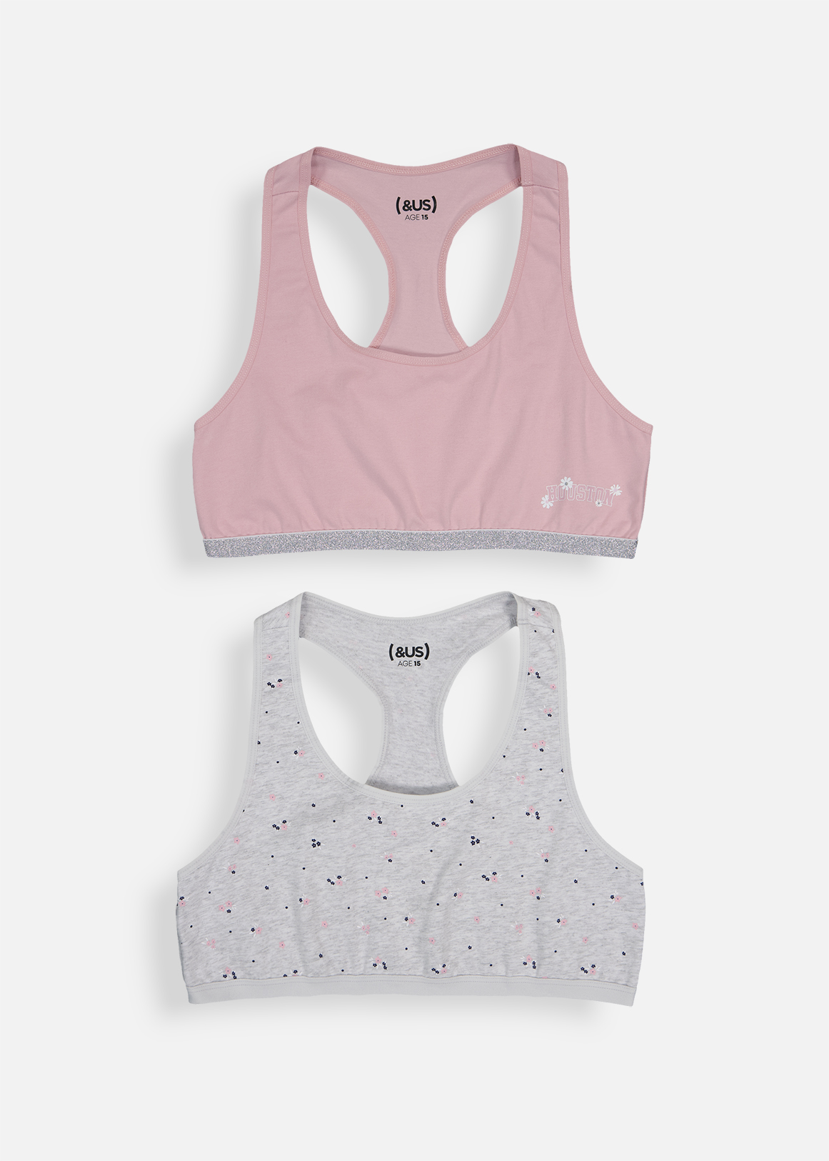 Houston Ditsy Cotton Rich Racerback Bras 2 Pack