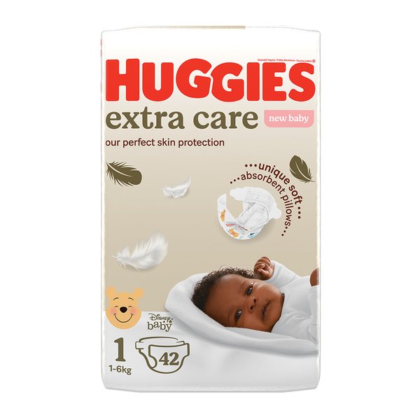 Huggies Extra Care New Baby No.1 (1 - 6 kg) Nappies 42 pk